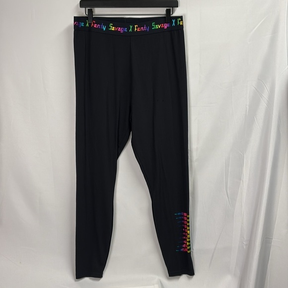Savage x Fenty High Rise Rainbow Foil Leggings Black Caviar Size 2X NWT - Picture 3 of 8
